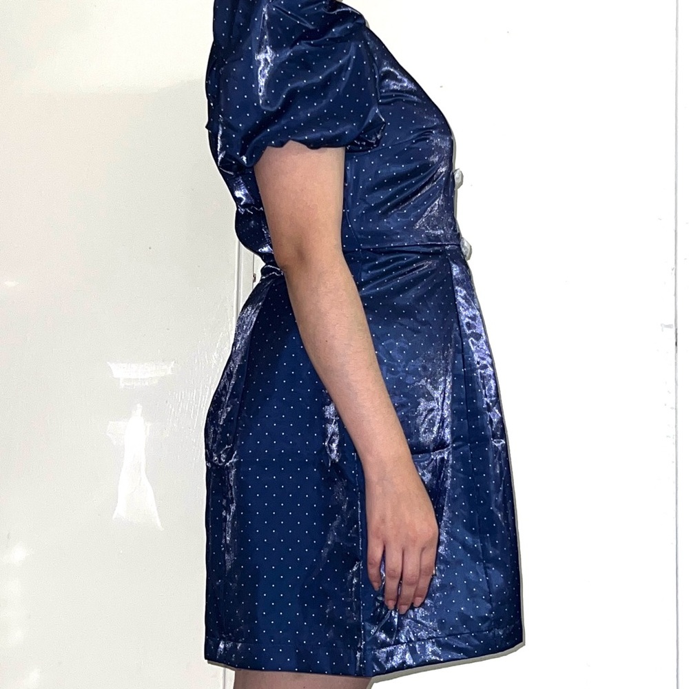 DANIELLE BERNSTEIN Blue Polka Dot Dress - Picture 2 of 7
